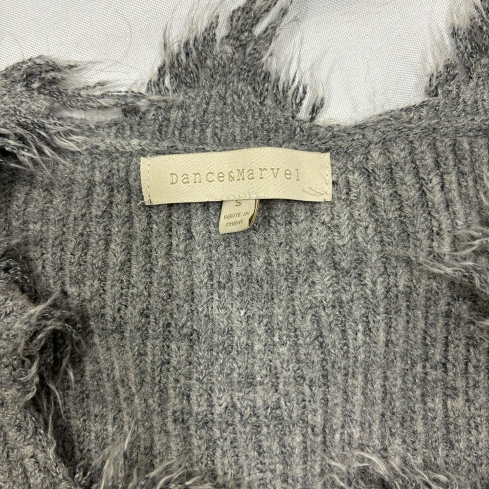 Dance & Marvel Destructed Distressed Gray Sweater V Neck - Picture 6 of 8